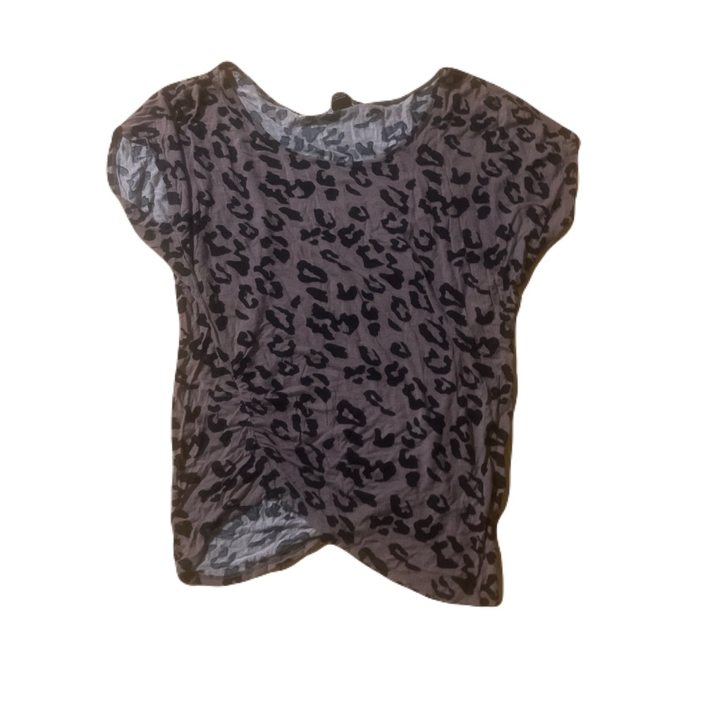 Y2K leopard print Short Sleeve Leopard Print Top - Gray and Black